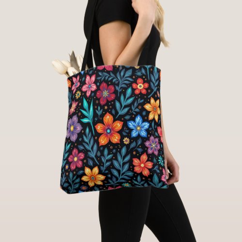 Colorful Floral Button Background Tote Bag