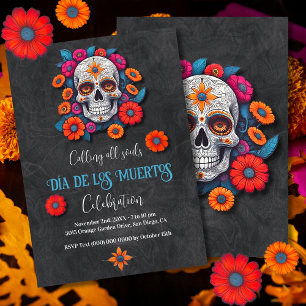 Colorful Floral Calavera Dia de los Muertos Invitation