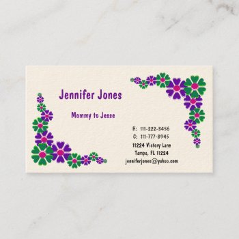 Colorful Floral Calling Card by Lilleaf at Zazzle