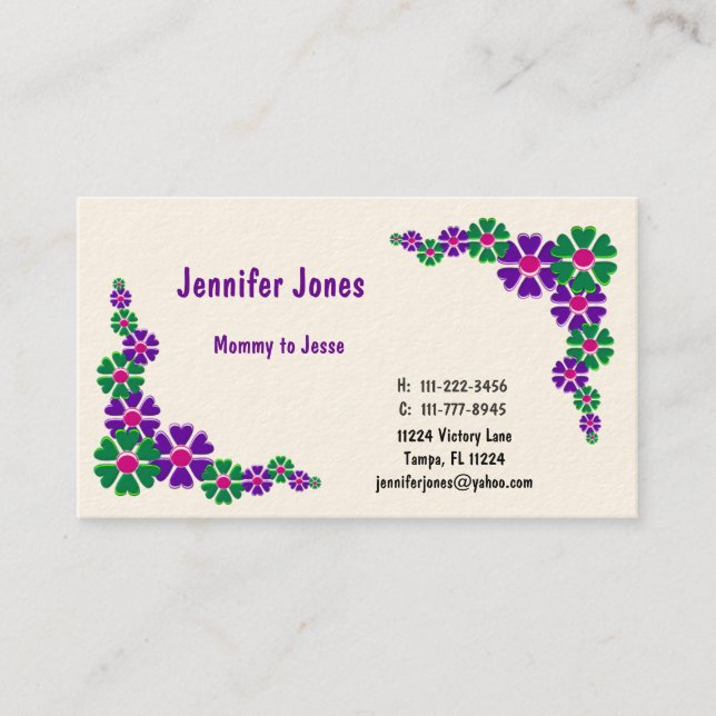 Colorful Floral Calling Card (Front)