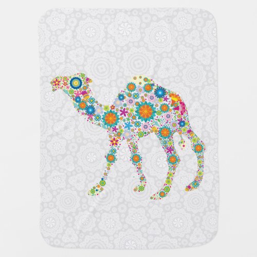 Colorful Floral Camel Illustration Swaddle Blanket