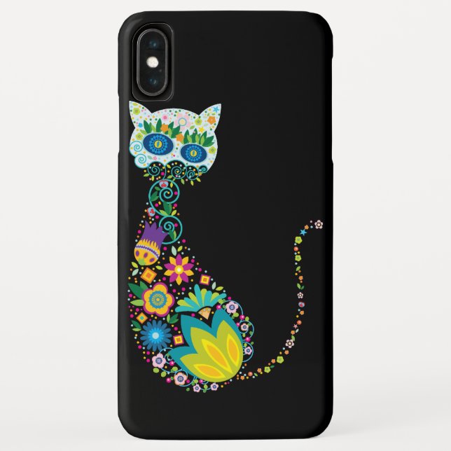 Colorful Floral Cat Case-Mate iPhone Case (Back)