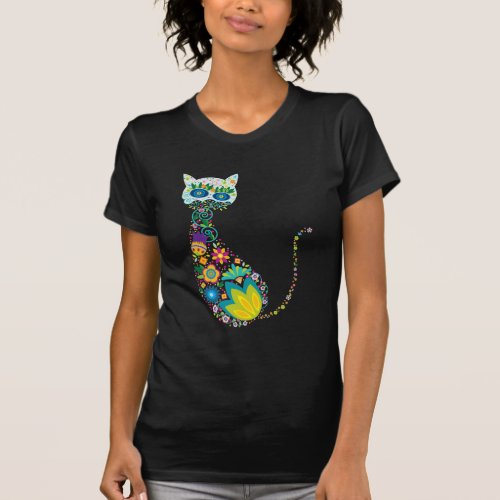 Colorful Floral Cat Ladies Baggy  Fashion T_shirt