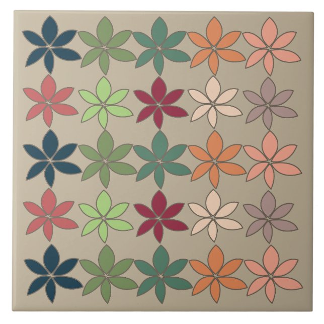 Colorful Floral  Ceramic Tile (Front)