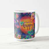 Colorful Floral Choose Happy Coffee Mug (Front Right)