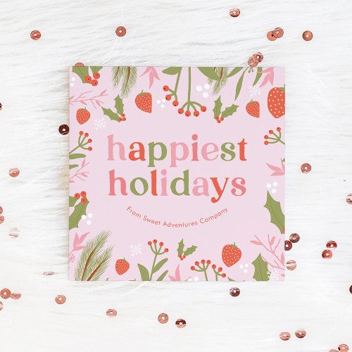 Colorful Floral Christmas Business Holiday Card