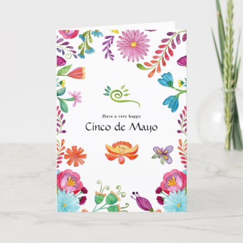 Colorful Floral Cinco de Mayo Family Photo Holiday Card