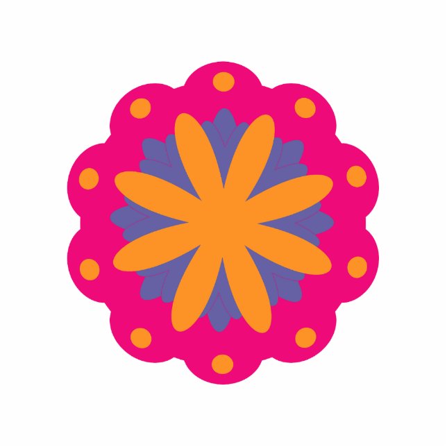 colorful floral circle shapes cutout (Front)