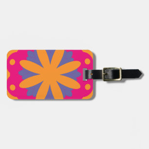 colorful floral circle shapes luggage tag