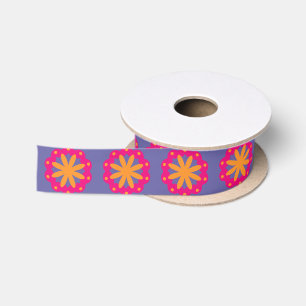 colorful floral circle shapes satin ribbon