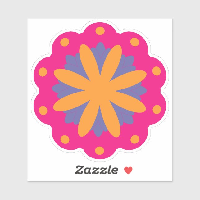 colorful floral circle shapes sticker (Sheet)