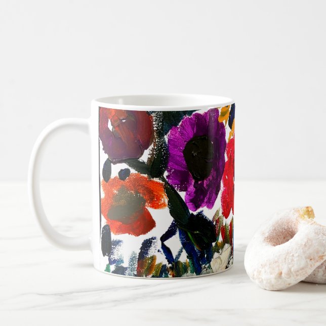 Colorful Floral Coffee Mug (With Donut)