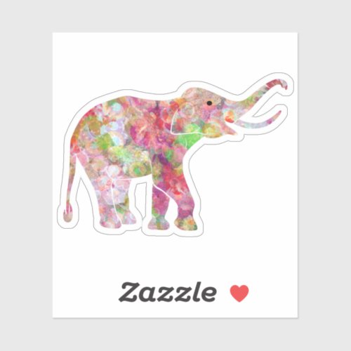 Colorful floral collage cCute elephant Sticker