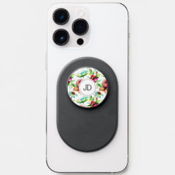 Colorful Floral Collage Watercolors Illustration PopSocket | Zazzle