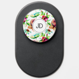 Colorful Floral Collage Watercolors Illustration PopSocket