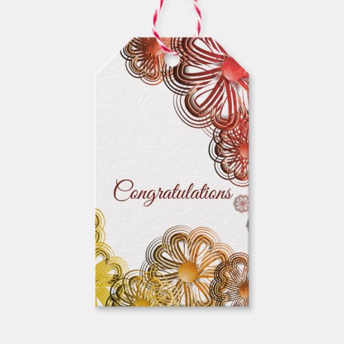 Colorful floral congratulations gift tag