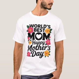 Colorful Floral Corner Frame on Black Background T-Shirt