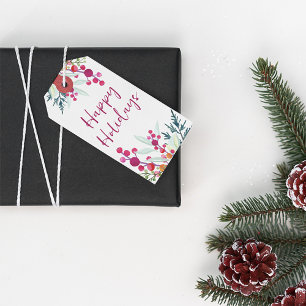 Colorful Floral Custom-Branded Happy Holiday Gift Tags