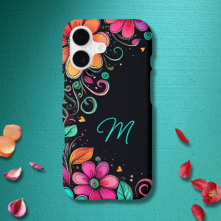 Colorful Floral Custom Monogram iPhone 17 Case