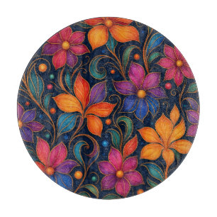 Colorful Floral Cutting Board   Vibrant Decorative