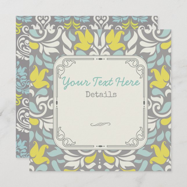 Colorful Floral Damask Save The Date (Front/Back)