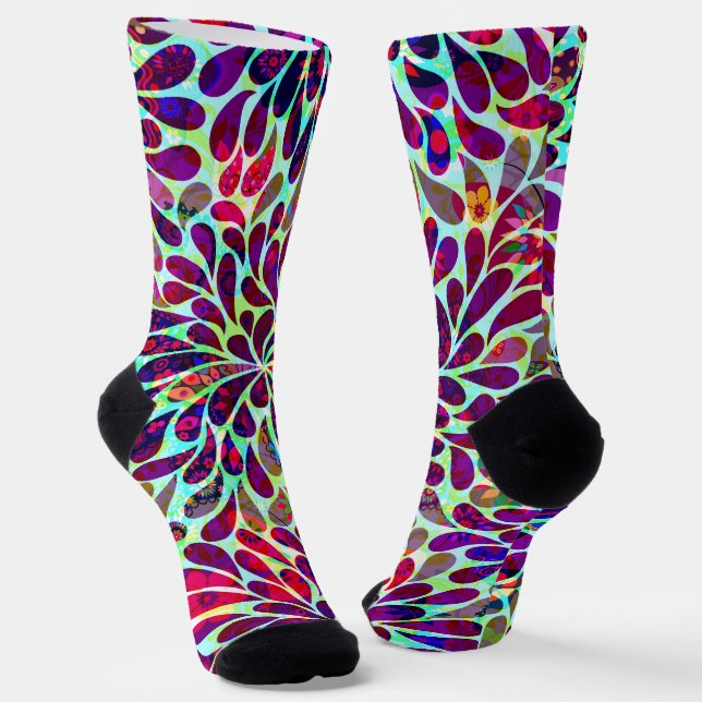 Colorful Floral Damask Socks (Angled)