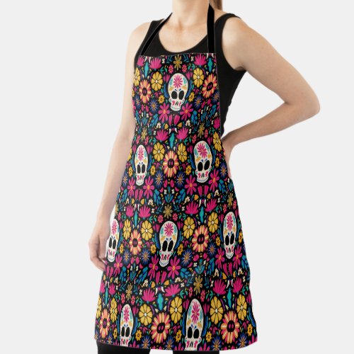 Colorful Floral Day Of The Dead Apron
