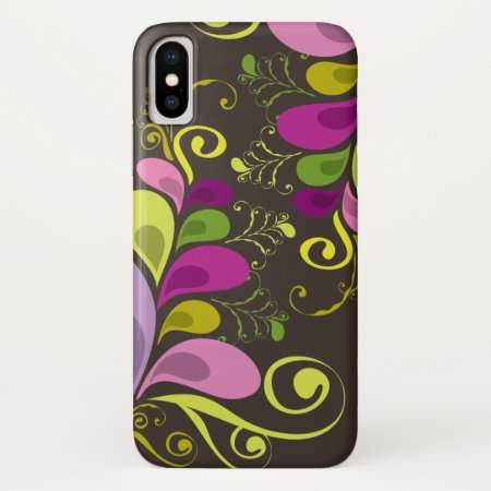 Colorful Floral Deco Leaves Nature Art Deco Chic Iphone X Case