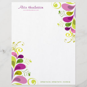 Colorful Floral Deco Leaves Nature Art Deco Chic Letterhead