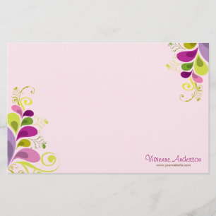 Colorful Floral Deco Leaves Nature Art Deco Chic Stationery