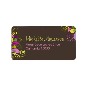 Colorful Floral Deco Leaves Wedding Address Labels by fatfatin_design at Zazzle