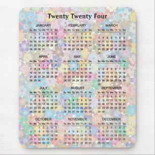 Colorful Floral Design 2024 Calendar Mousepad