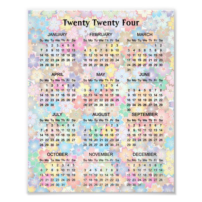 Colorful Floral Design 2024 Calendar Poster