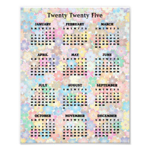 Colorful Floral Design 2025 Calendar Poster