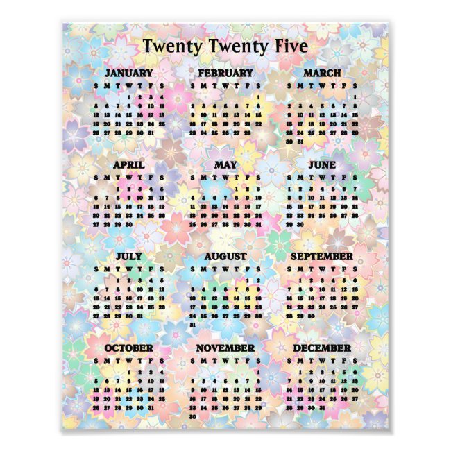 Colorful Floral Design 2025 Calendar Poster