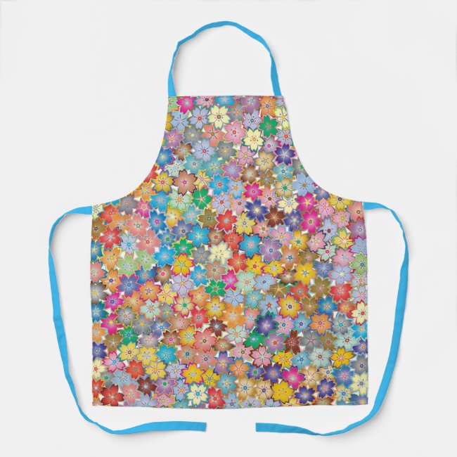 Colorful Floral Design All-Over Print Apron