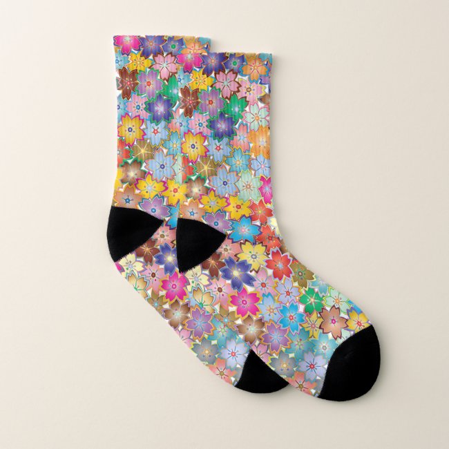 Colorful Floral Design All-Over Print Socks