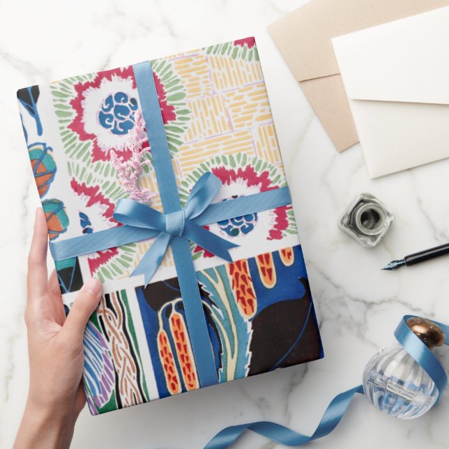 Colorful floral design art nouveau  wrapping paper (Gifting)