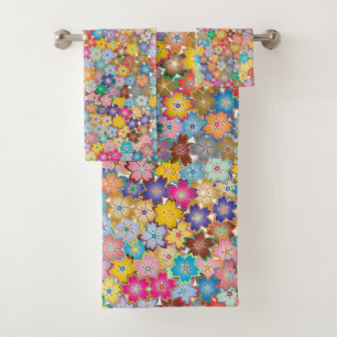 Colorful Floral Design Bath Towels