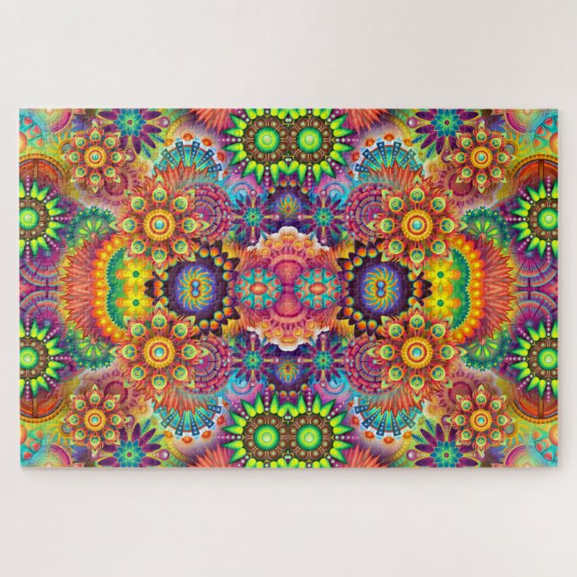 Colorful Floral Design Bouquet Mandala Jigsaw Puzzle (Horizontal)
