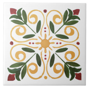 Colorful floral design ceramic tile