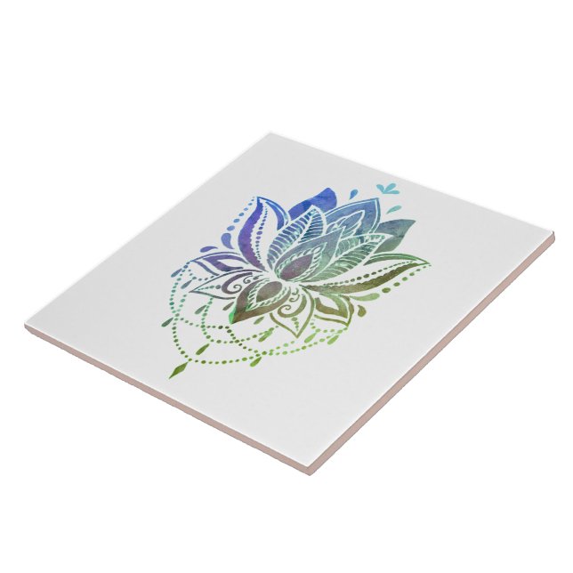 Colorful floral design ceramic tile (Side)
