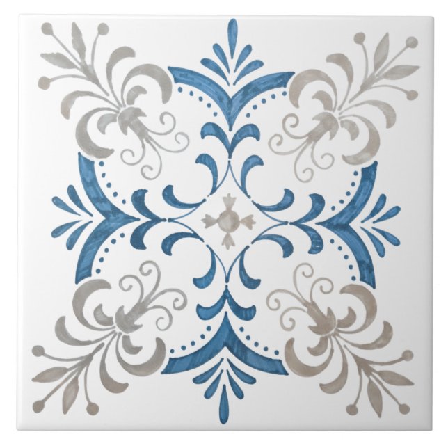 Colorful floral design ceramic tile (Front)