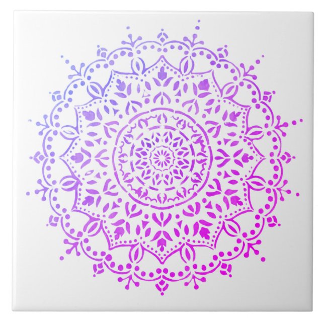 Colorful floral design ceramic tile (Front)