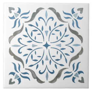 Colorful floral design ceramic tile