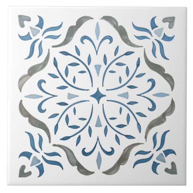 Colorful floral design ceramic tile (Front)