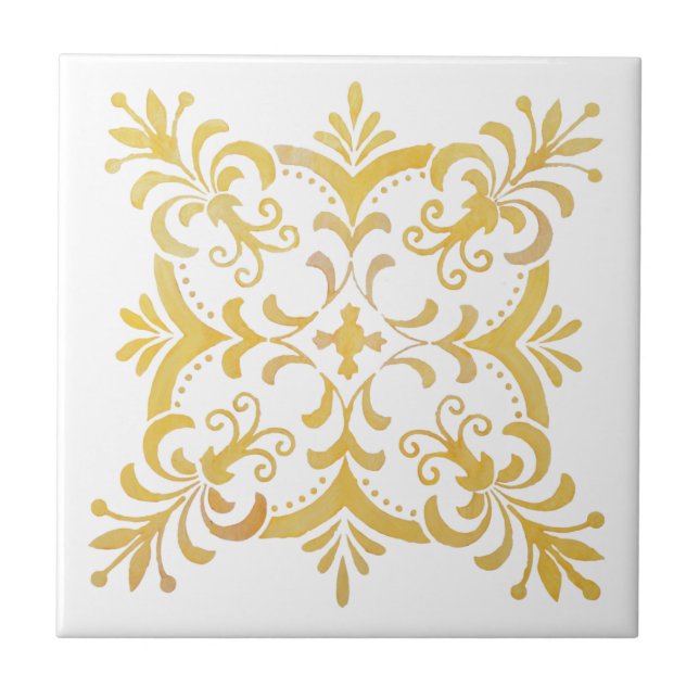 Colorful floral design ceramic tile (Front)