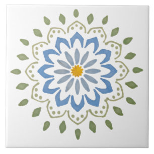Colorful floral design ceramic tile
