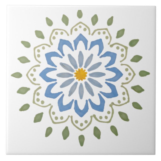 Colorful floral design ceramic tile (Front)