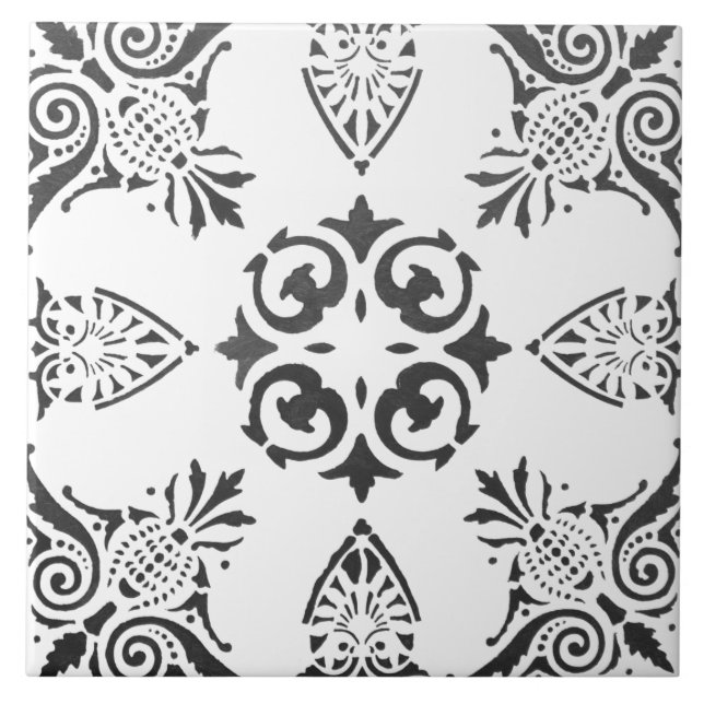 Colorful floral design ceramic tile (Front)